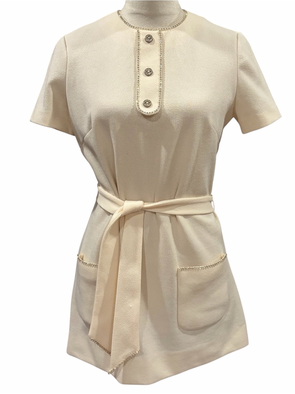 1960’s/70’s Butte Knit Rhinestone Trim Mini Dress